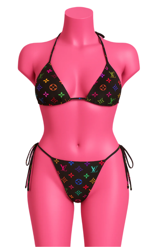 JADA ENDYA - Multi Color LV $ummer Bikini Black